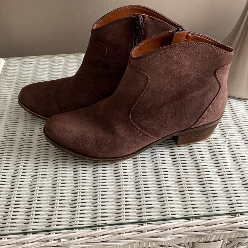 Lucky brand brown leather booties, 8.5